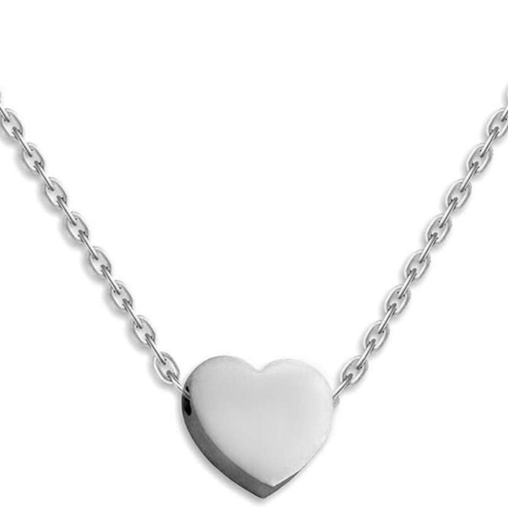 Stainless Steel Sliding Float Heart Shaped Charm Necklace